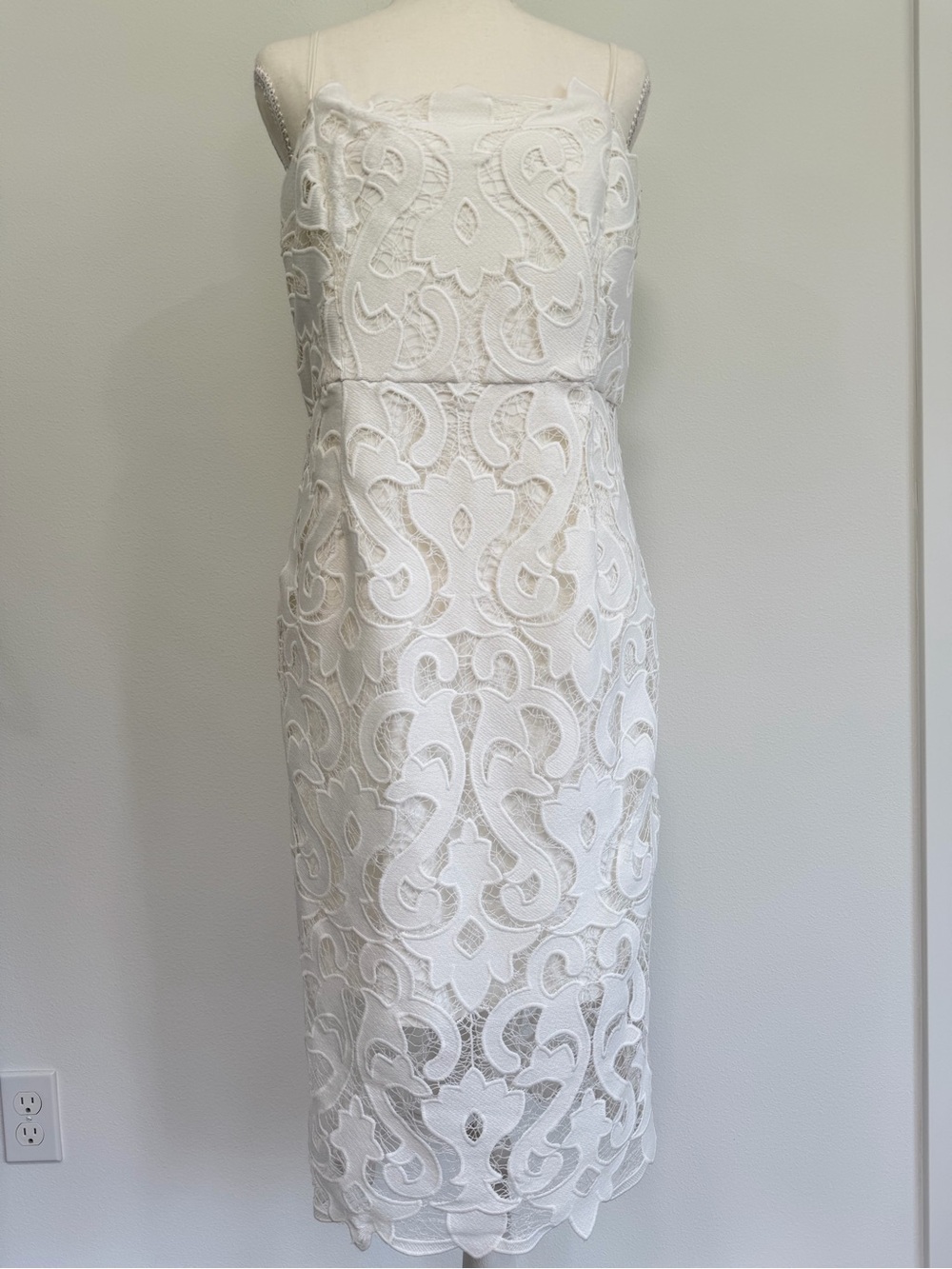 Bardot Lina White Lace Midi Dress Revolve Size 10 - Picture 4 of 8